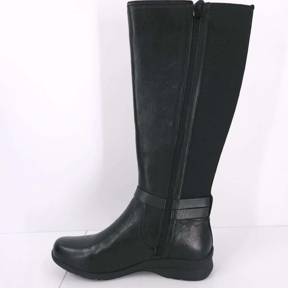 Jambu Taylor Knee High Leather Black‎ Booties Buckle Zip Womens Size 7.5 M